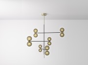Suspension Grace 2, blanche et verre blanc