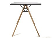 Table haute pieds bois plateau feniks noir Lab