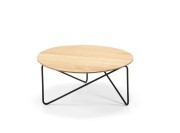 Table basse design Polygon, pied métal noir et plateau et bois massif