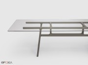 Table Bottega, piètement en frêne teinté London Grey