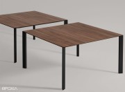 Table de réunion carrée Akashi 140 x 140 cm, plateau placage bois