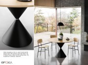 Table ronde Clessidra ø.120 cm, pied métal noir, plateau frêne naturel