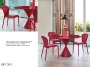 Table ronde Clessidra version full rouge, plateau verre et pietement