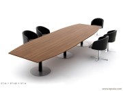Table de réunion tonneau avec extensions et pieds tulipe inox
