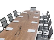 Table forme tonneau Unitable placage ébénisterie, avec tops access assortis