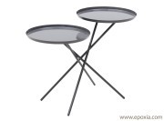 Table d'appoint 2 plateaux Monday métal gris anthracite/noir