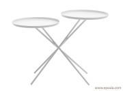 Table d'appoint 2 plateaux Monday métal blanc