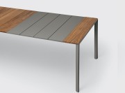 Table design Maki  extensible usage intérieur ou extérieur, rallonge aluminium gris Loundra