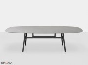 Table de réunion ovale Bottega, pieds en frêne teinté noir