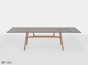Table rectangulaire Bottega, plateau en verre fumé