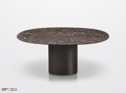 Table Holo Pillar ovale, plateau marbre Dark Emperador