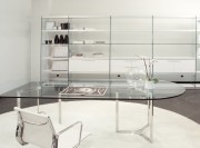 Table de réunion en verre Raj Light par Gallotti et Radice, pied "ajouré"