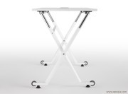 Table Folio blanche sur roulettes
