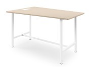 Table Multimédia Haute, avec top access. Finitions érable naturel et pieds blanc