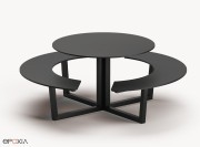 Table indoor Madrid, mélaminé noir, piètement assorti