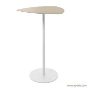 Table haute Kensho avec plateau en acier verni tortora