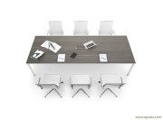 Table de réunion P50 plateau HPL et piètement vernis blanc