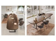 Table ovale Archimède pieds en L, plateau en ébenisterie Noyer thermo traité