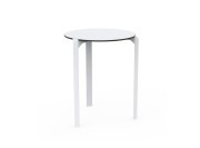 Table Quartz pour terrasse et extérieur de chez Vondom, table ronde en HPL blanc à bord noir