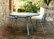 Table de réunion ronde Radice aluminium bleu pastel