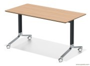 Table rectangulaire abattante Temo sur roulettes