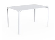 Table Quartz pour terrasse et extérieur de chez Vondom, table rectangulaire en HPL full white