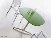 Table de restauration Tamaris verre vert olive