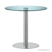 Table de restauration verre XT base ronde acier inox