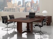 Table de réunion collection Arche carrée wengé avec insert central