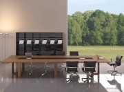 Table de réunion collection Arche noyer avec insert central