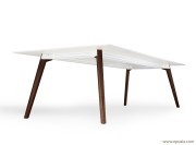 Table de réunion Bevel, pieds bois massif chêne gris (spécial)