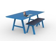 Table de réunion bois teinté bleu Picnic