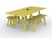 Table de réunion bois teinté jaune Picnic