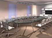 Grande Table de réunion Unitable en verre, fabrication spéciale