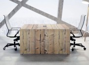 Table de conférence carrée Spacia, finition Timber