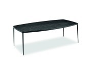 Table Lea forme tonneau, plateau bois noir