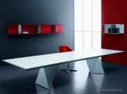 Table de réunion collection Eracle verre laqué blanc