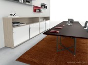 Table de réunion en cuir Ibis et rangements design