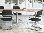 Table de réunion pied tulipe collection  Ensemble merisier