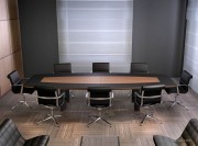 Table de réunion ovale EMG cuir avec insert central bois