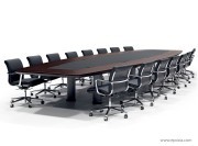 Table de réunion EMG bois avec insert central cuir