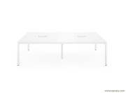 Table de réunion P50 plateau blanc, pieds alu poli, avec top access