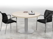 Table de réunion ronde Xenion acacia pied central avec embase
