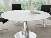 Table de réunion ronde bois laqué blanc Métar