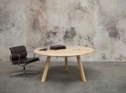 Table de réunion ronde en bois massif Picnic