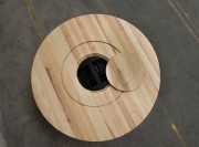 Table de réunion ronde en bois massif Picnic