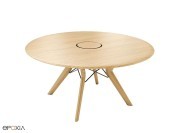 Table ronde Tribu en chêne massif, avec top access rond 