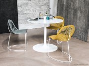 Table ronde en verre blanc brillant Infinity