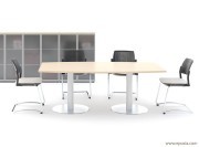 Table de réunion forme tonneau pieds inox
