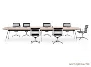 Table de réunion forme tonneau Unitable, placage chêne 